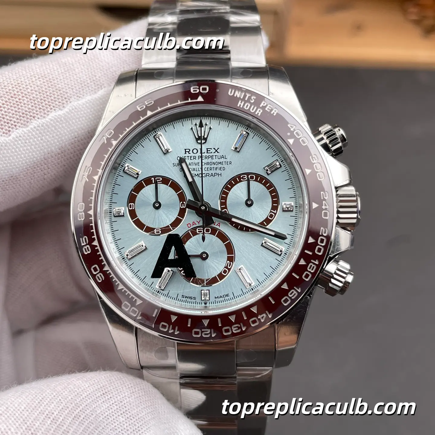 VS Factory Rolex Daytona “Ice Blue” Platinum 126506-0002 40MM Ice Blue Dial Brown Ceramic Bezel Oyster Bracelet Super Clone Watch with 4130 Movement - Image 3