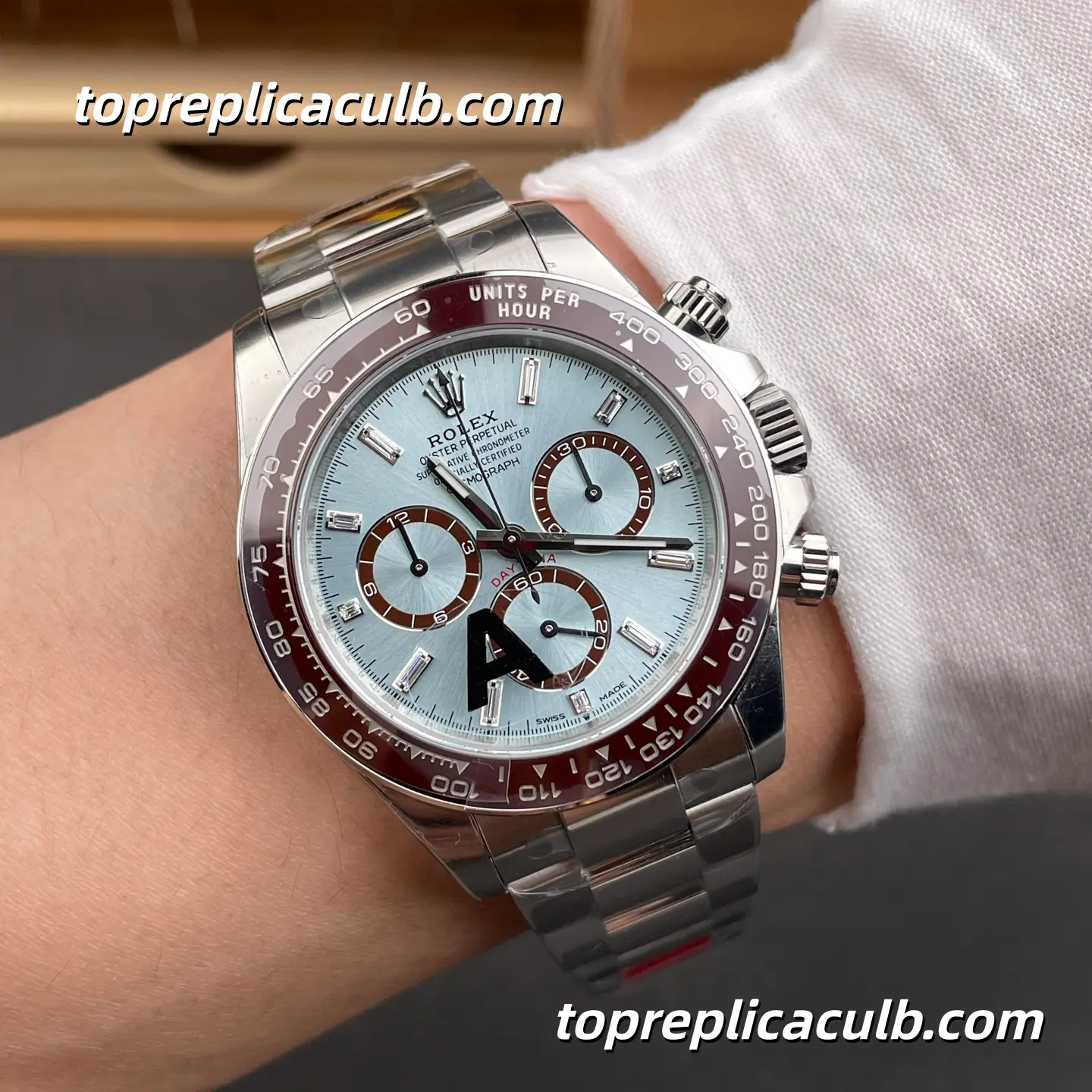 VS Factory Rolex Daytona “Ice Blue” Platinum 126506-0002 40MM Ice Blue Dial Brown Ceramic Bezel Oyster Bracelet Super Clone Watch with 4130 Movement - Image 2
