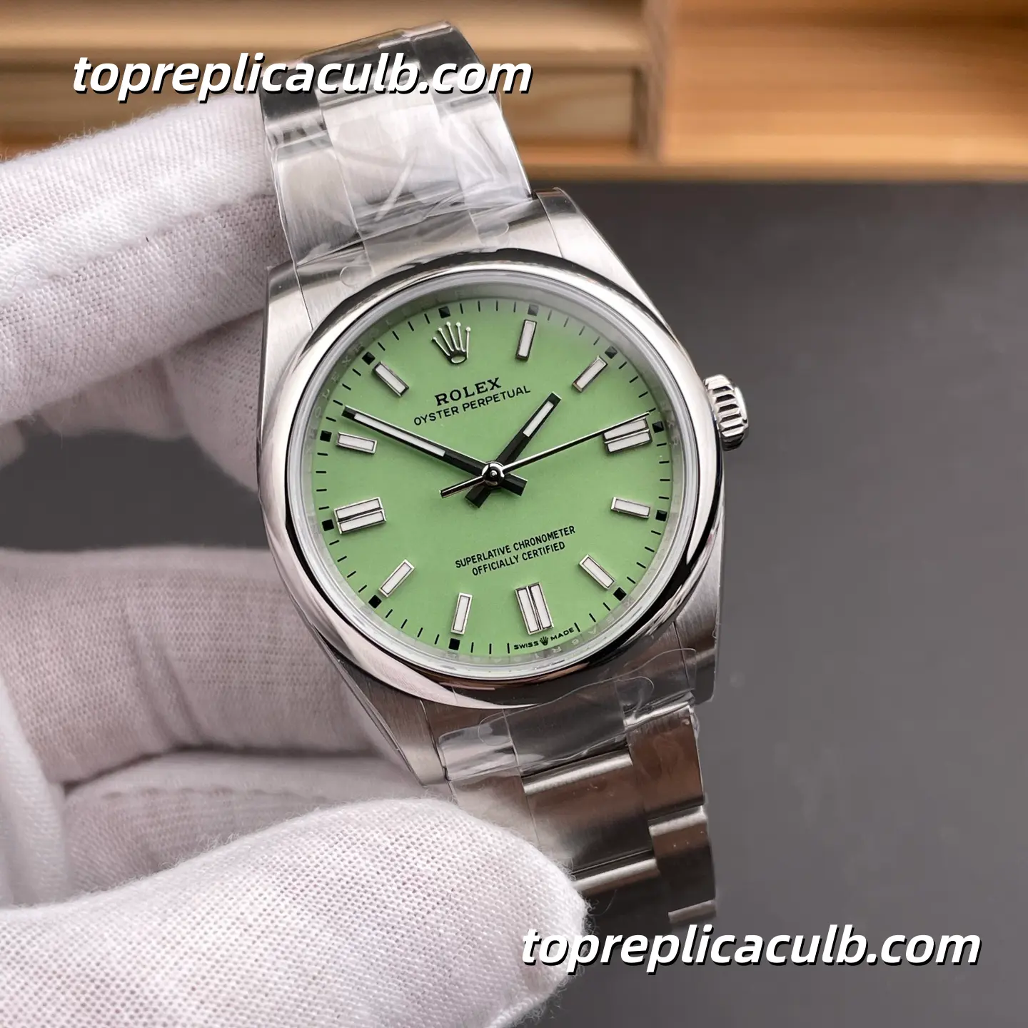 Rolex Oyster Perpetual 41MM 134300-0006 Light Green Dial Oyster Bracelet Super Clone Watch - Image 4