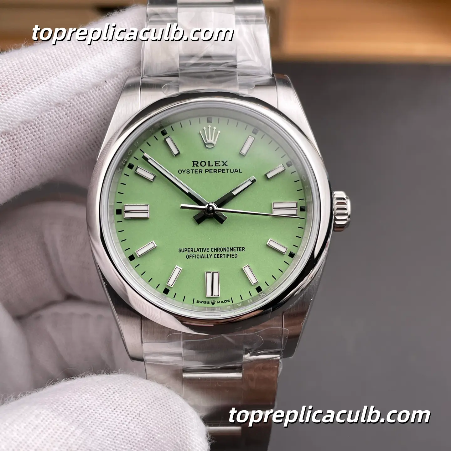 Rolex Oyster Perpetual 41MM 134300-0006 Light Green Dial Oyster Bracelet Super Clone Watch - Image 3