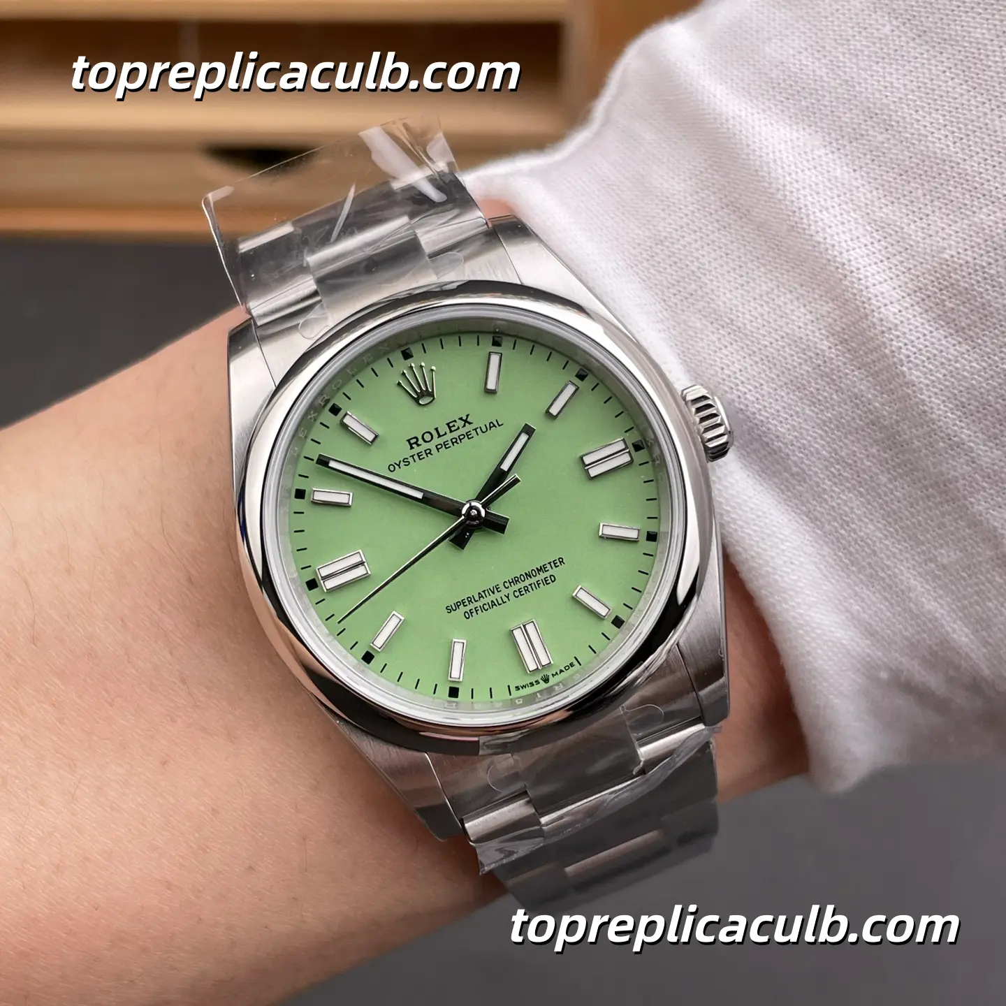Rolex Oyster Perpetual 41MM 134300-0006 Light Green Dial Oyster Bracelet Super Clone Watch - Image 2