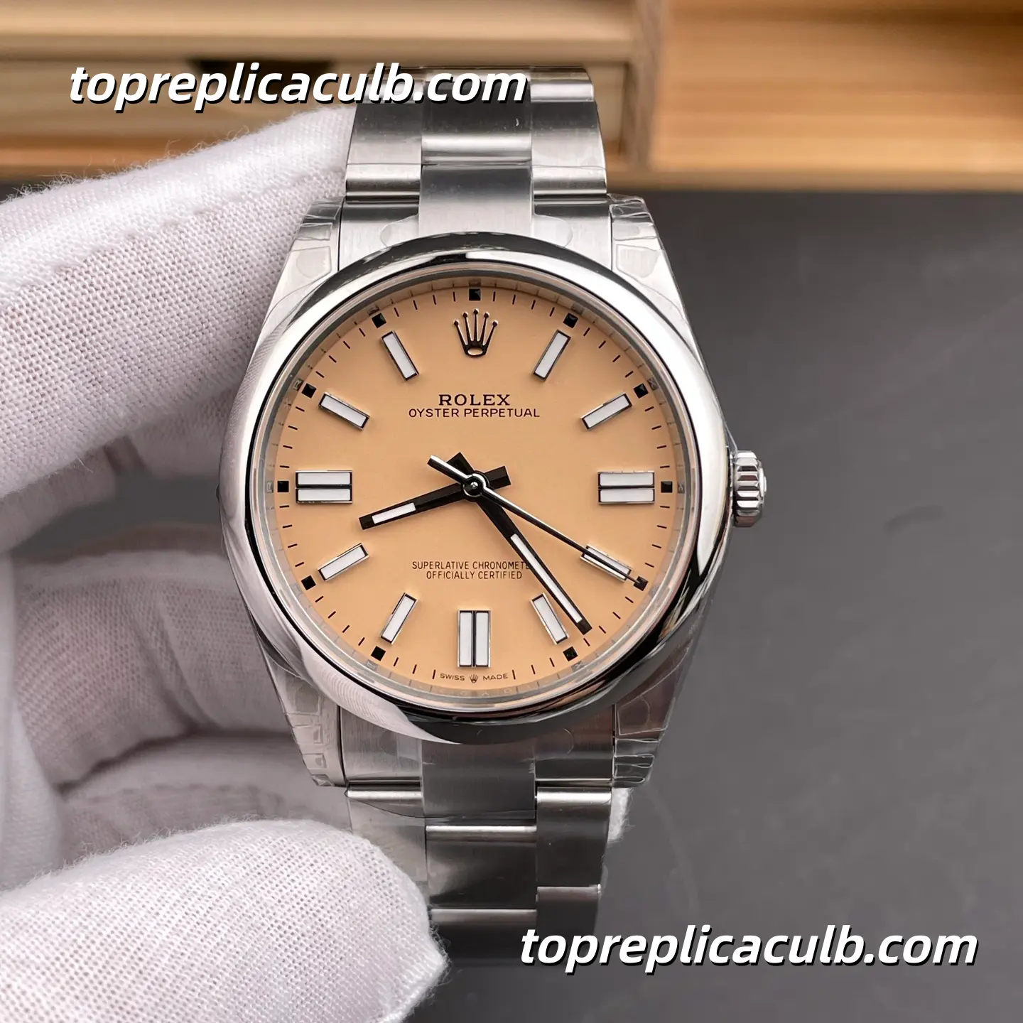 Rolex Oyster Perpetual 41MM 134300-0007 Salmon Dial Oyster Bracelet Super Clone Watch