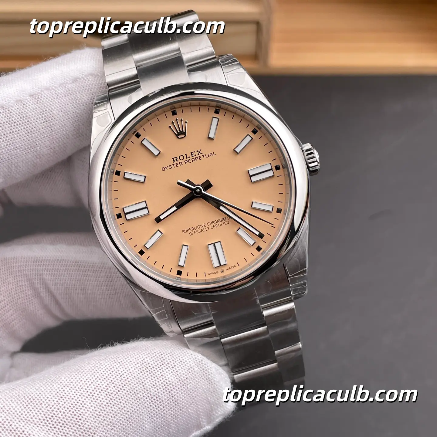 Rolex Oyster Perpetual 41MM 134300-0007 Salmon Dial Oyster Bracelet Super Clone Watch - Image 4