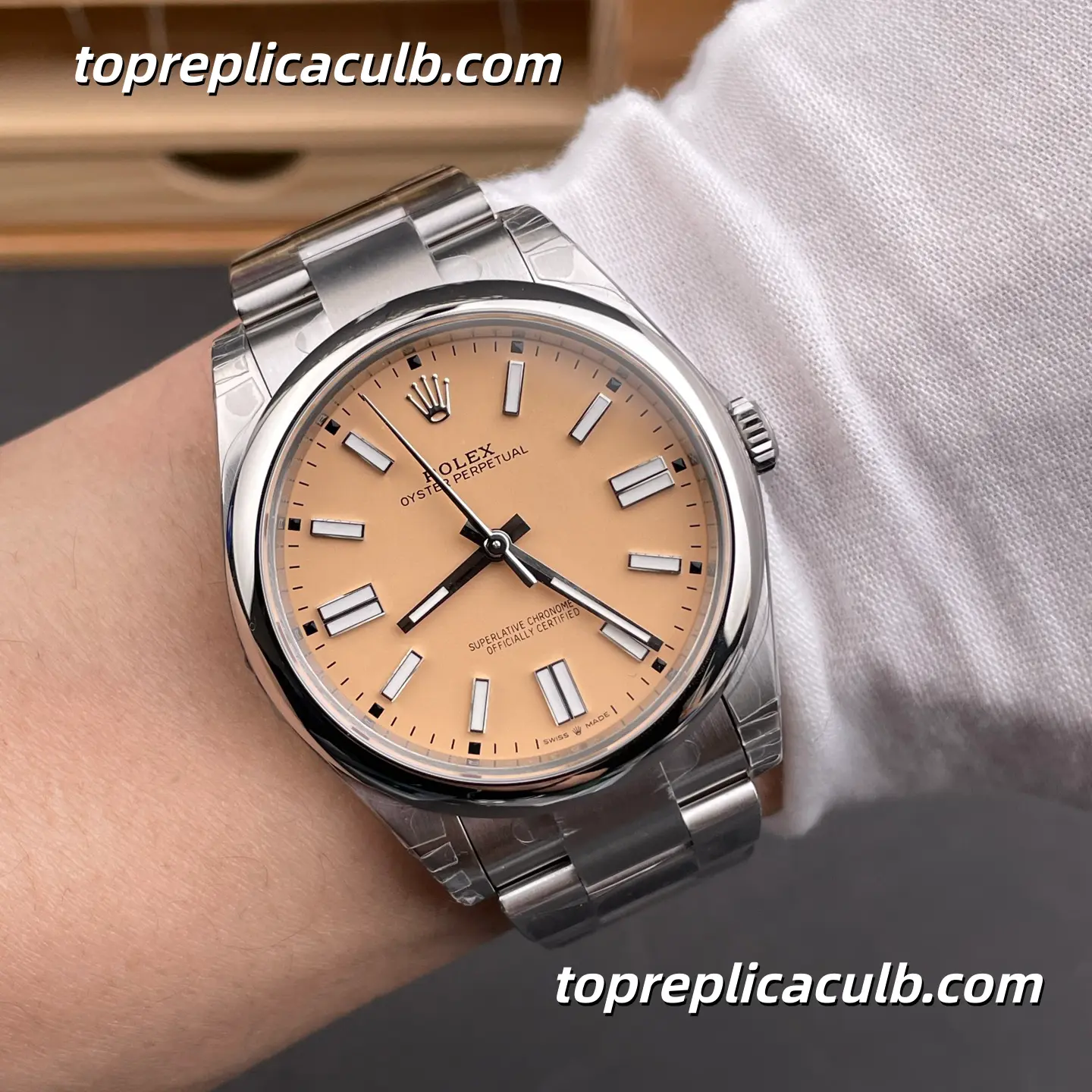 Rolex Oyster Perpetual 41MM 134300-0007 Salmon Dial Oyster Bracelet Super Clone Watch - Image 2