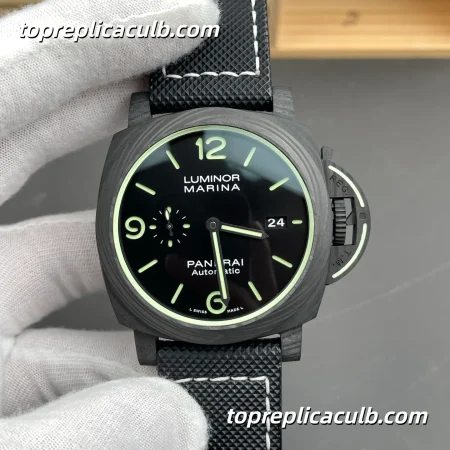 VS Factory Panerai Luminor Marina Carbotech “Night Glow” PAM01118 44MM Carbon Fiber Style Case Black Sandwich Dial Super Clone Watch