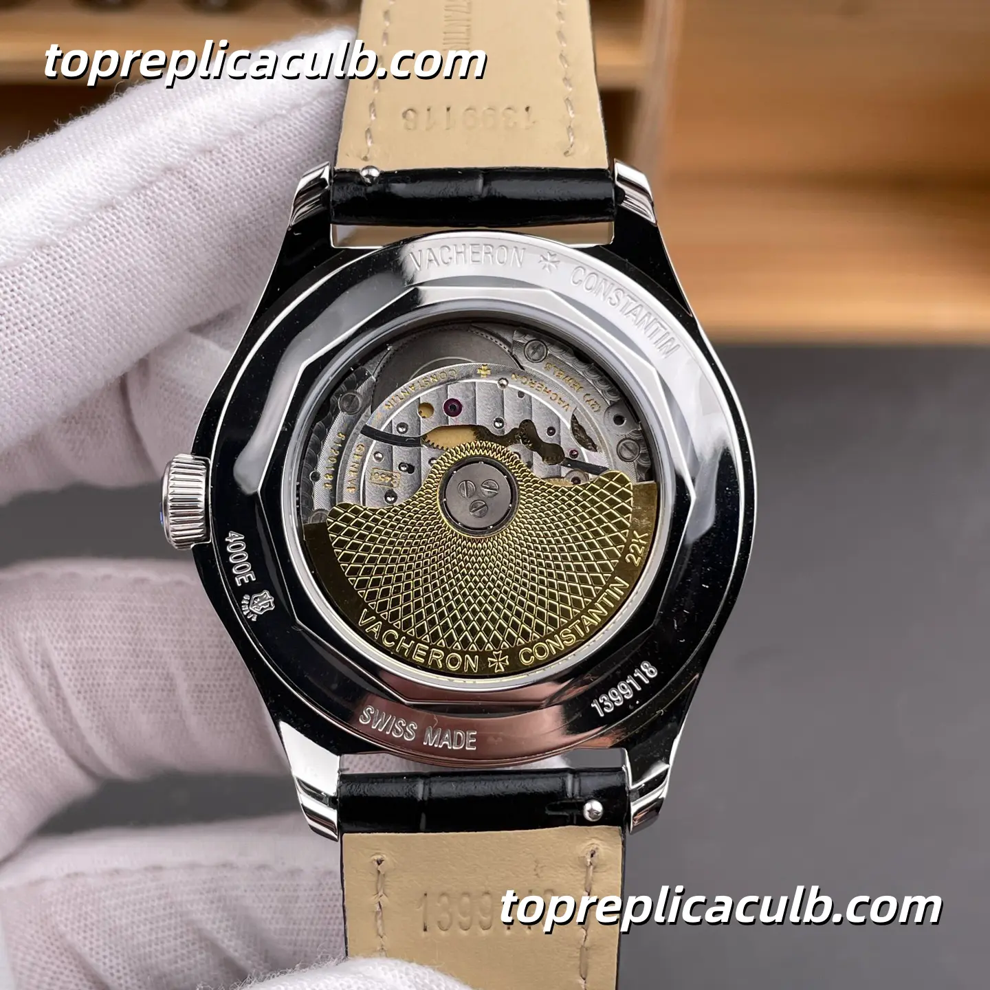MKS Factory Vacheron Constantin Fiftysix Complete Calendar 4000E/000A-B439 Super Clone Watch Stainless Steel Silver Dial Moonphase Black Leather Strap 2460 QCL/1 Movement - Image 5