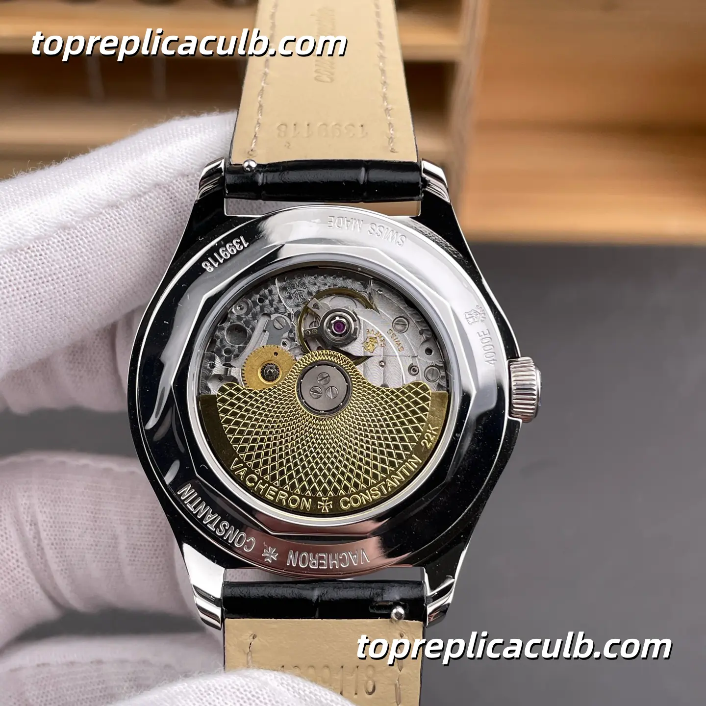 MKS Factory Vacheron Constantin Fiftysix Complete Calendar 4000E/000A-B439 Super Clone Watch Stainless Steel Silver Dial Moonphase Black Leather Strap 2460 QCL/1 Movement - Image 6