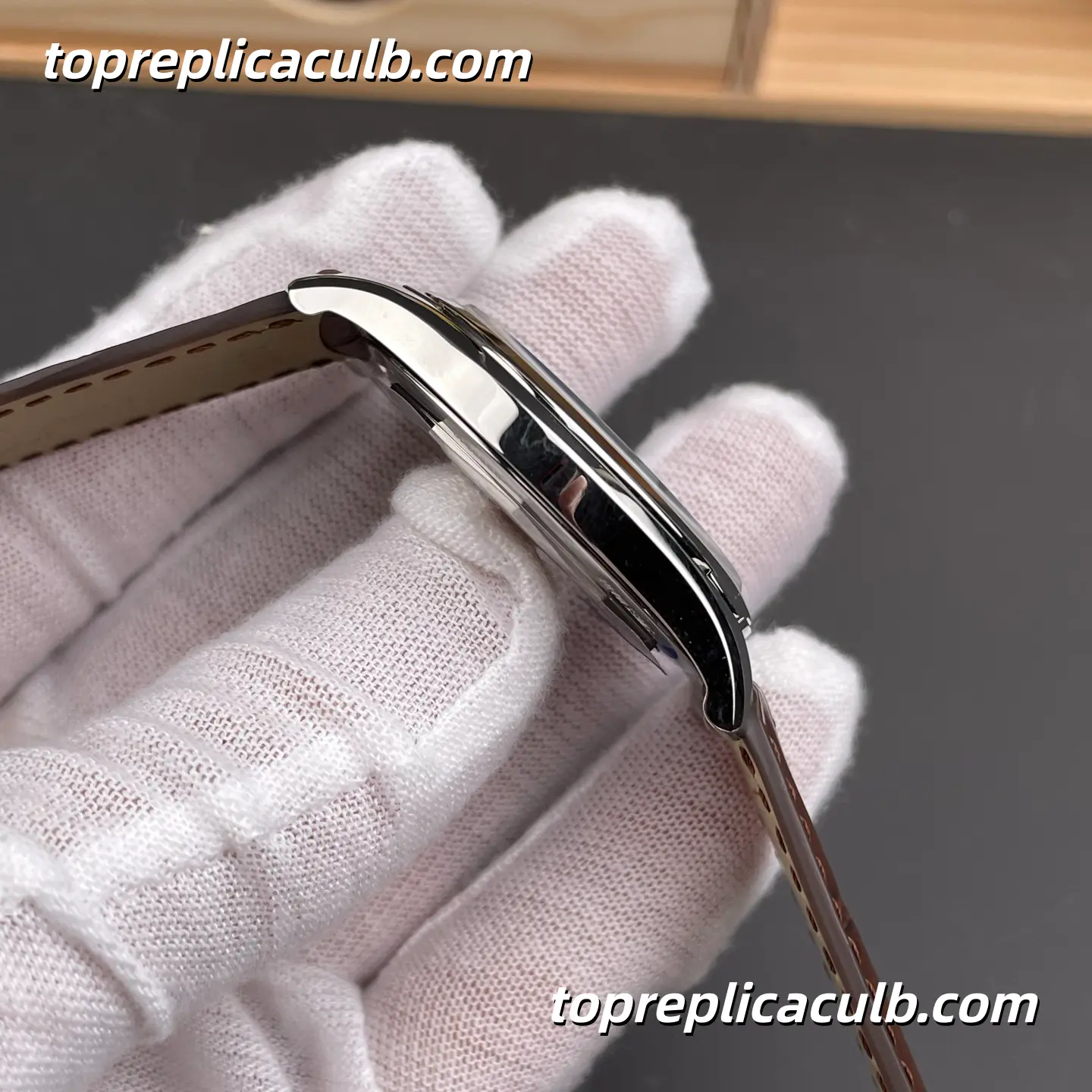 Vacheron Constantin Fiftysix Self-Winding 4600E/000A-B442 Super Clone Watch Stainless Steel Silver Dial Brown Leather Strap 1326 Movement - Image 7
