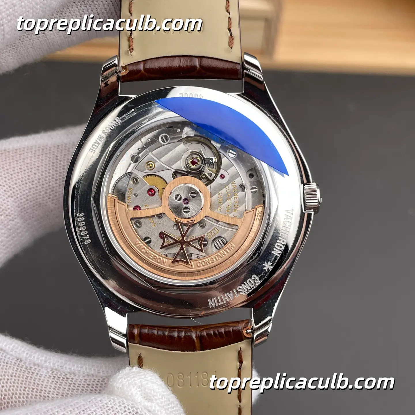 Vacheron Constantin Fiftysix Self-Winding 4600E/000A-B442 Super Clone Watch Stainless Steel Silver Dial Brown Leather Strap 1326 Movement - Image 5