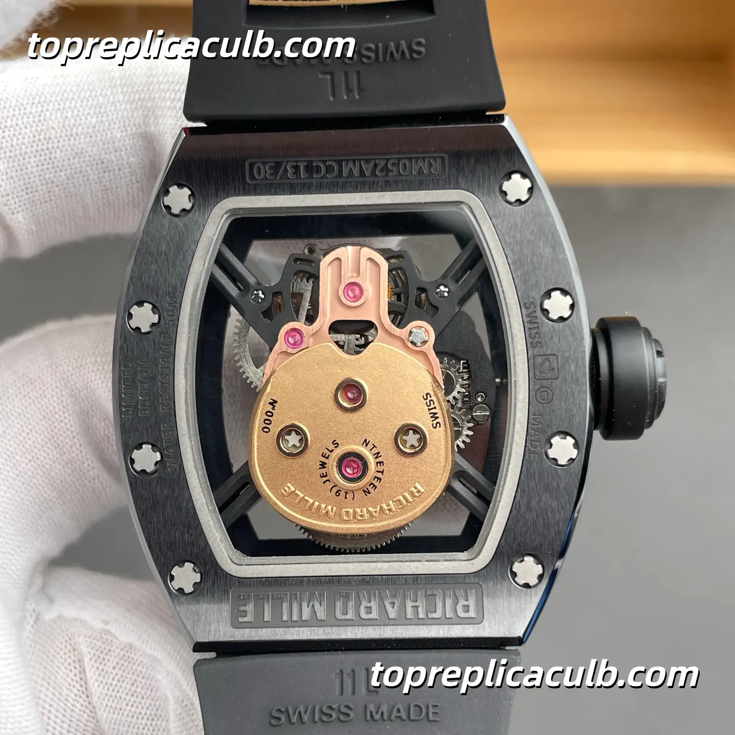 YS Factory Richard Mille RM052 Black Warrior Skull Tourbillon Black Ceramic Case 50x43mm Integrated Skeleton Movement Super Clone Watch - Image 5