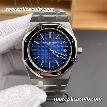ZF Factory Audemars Piguet Royal Oak Jumbo Extra-Thin 39MM 15202IP.OO.1240IP.01 Blue Petite Tapisserie Dial Super Clone Watch