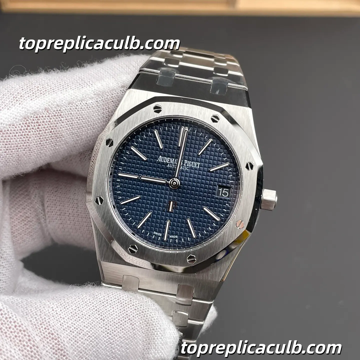 ZF Factory Audemars Piguet Royal Oak Jumbo Extra-Thin 39MM 16202ST.OO.1240ST.02 Blue Petite Tapisserie Dial Stainless Steel Bracelet Super Clone Watch