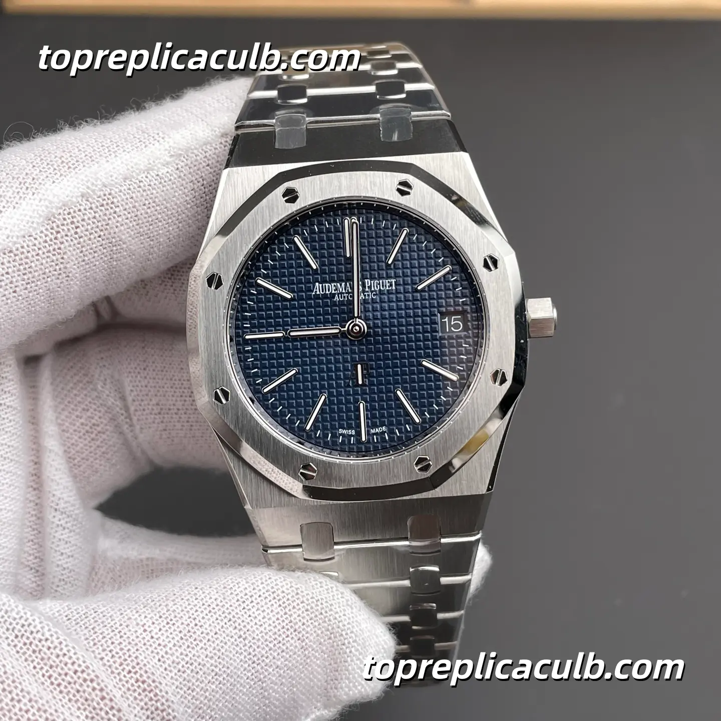 ZF Factory Audemars Piguet Royal Oak Jumbo Extra-Thin 39MM 16202ST.OO.1240ST.02 Blue Petite Tapisserie Dial Stainless Steel Bracelet Super Clone Watch