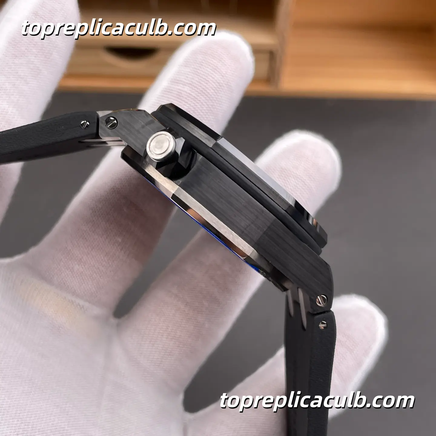 ZF Factory Audemars Piguet Royal Oak Offshore Ref.15707CE.OO.A002CA.01 42MM Black Dial Super Clone Watch with Black Rubber Strap and 1:1 Automatic Movement - Image 6