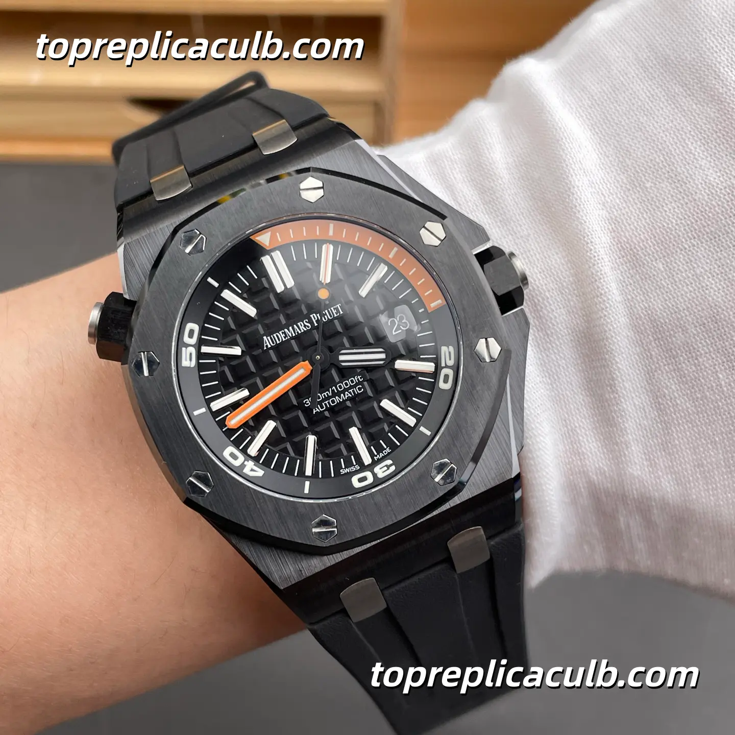 ZF Factory Audemars Piguet Royal Oak Offshore Ref.15707CE.OO.A002CA.01 42MM Black Dial Super Clone Watch with Black Rubber Strap and 1:1 Automatic Movement - Image 2