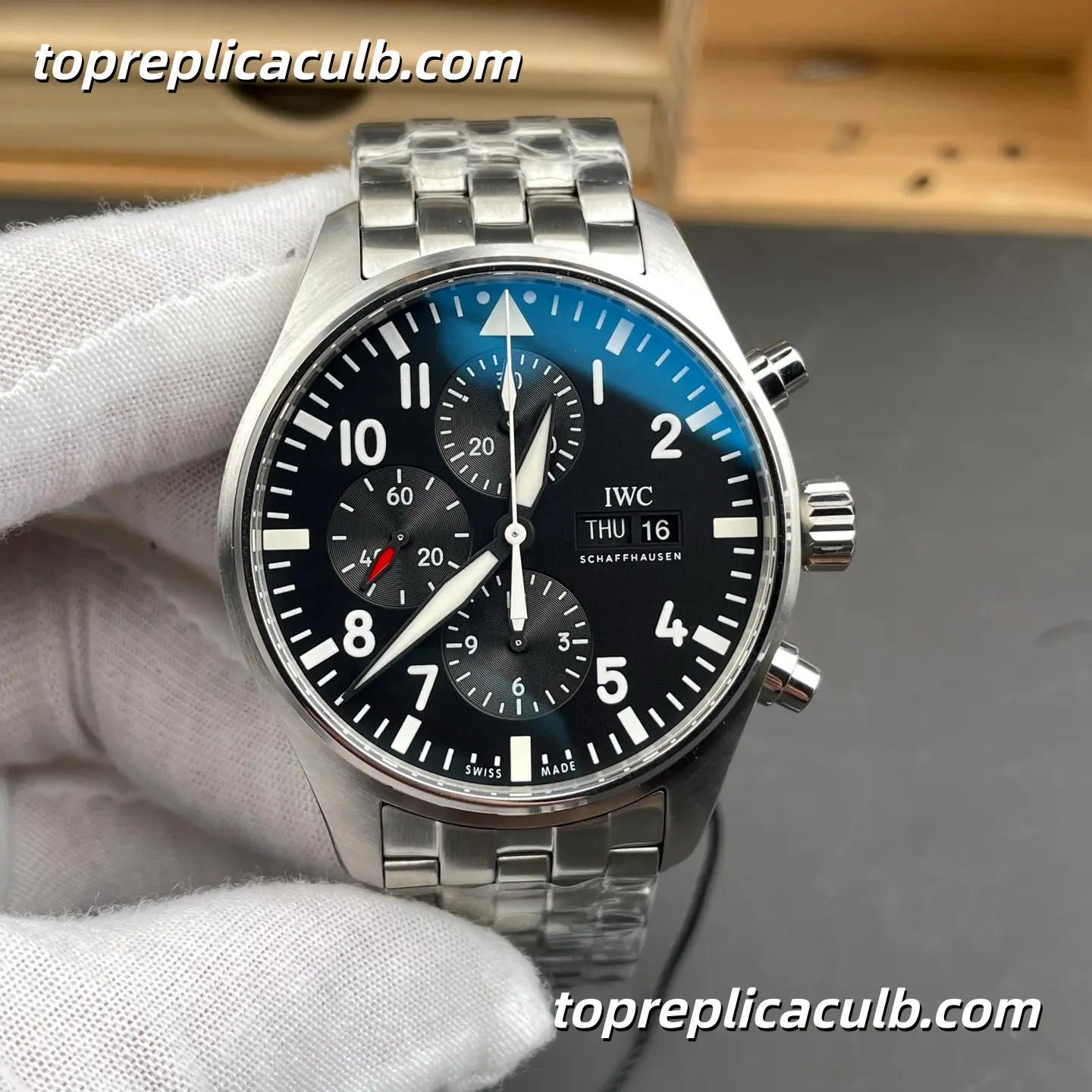 ZF Factory IWC Pilot Chronograph Super Clone Watch 43MM Black Dial IW377710