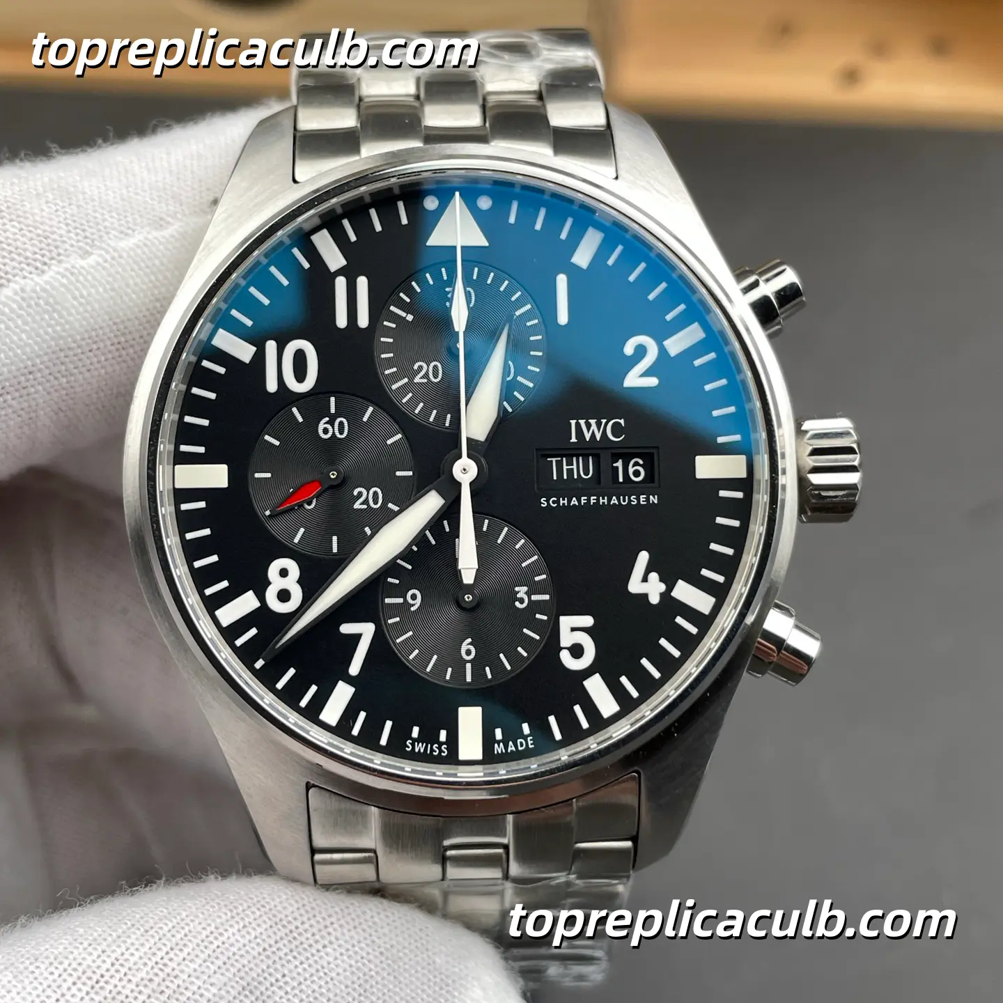 ZF Factory IWC Pilot Chronograph Super Clone Watch 43MM Black Dial IW377710 - Image 3