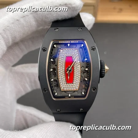 ZF Factory Richard Mille RM07-1 Black Ceramic Red Lips Diamond Dial 45MM CRMA2 Skeleton Movement 6 O’Clock Animated Super Clone Watch
