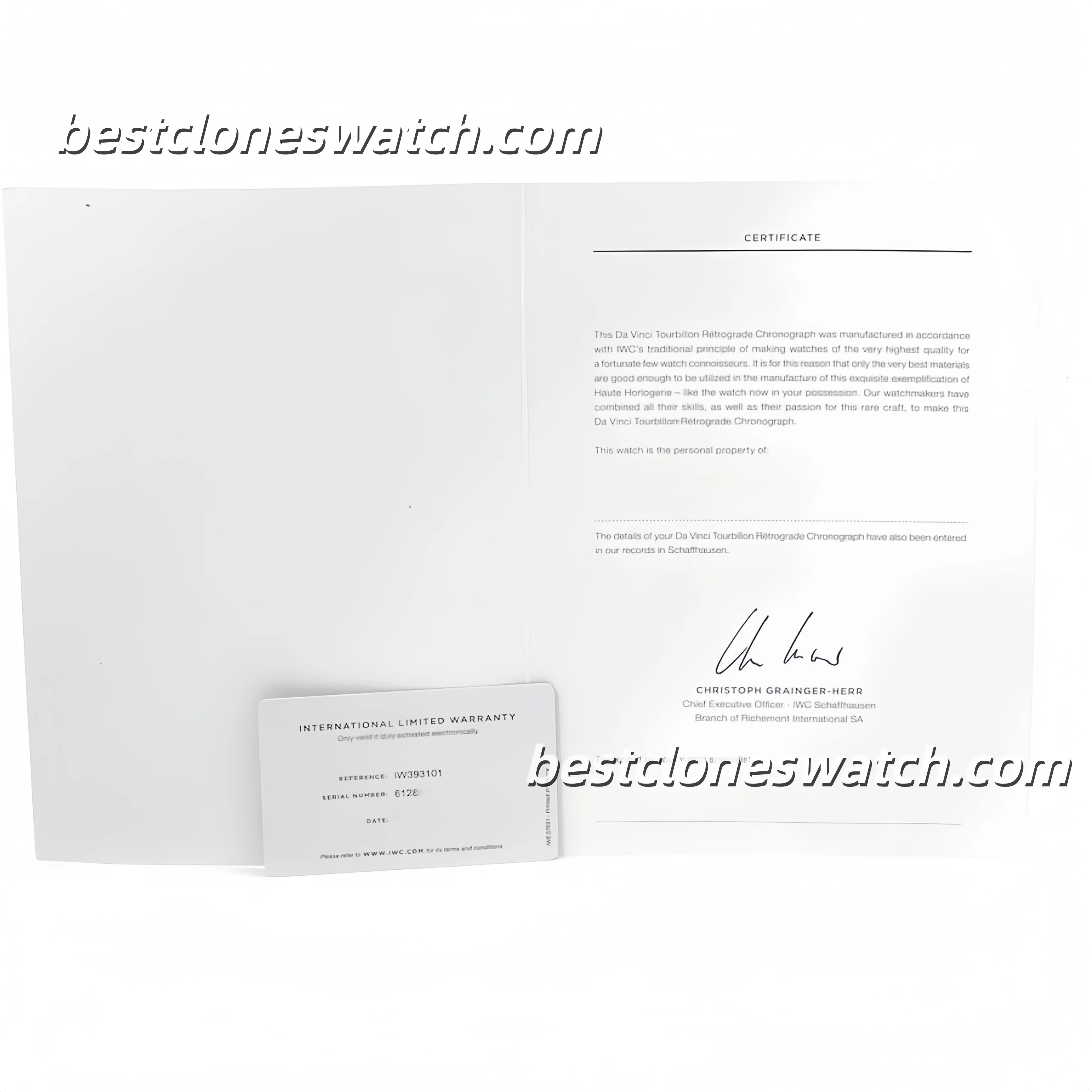 IWC Black Piano Lacquer Wooden Watch Box Set with Warranty Card, Manuals and Certificate for Replica & Super Clone Watches - Image 3