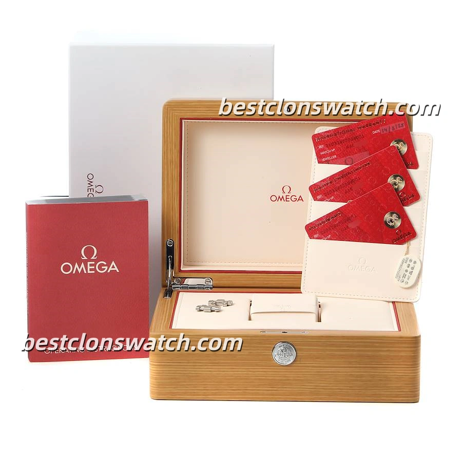 Omega Boutique New Version Wooden Watch Box Set with Warranty Cards, Operating Instructions and Travel Pouch for Replica & Super Clone Watches