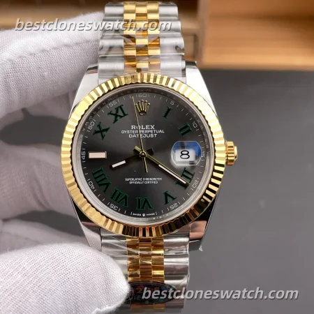 Rolex DateJust 41MM 126333-0020 Wimbledon Grey Roman Dial Two Tone Jubilee Bracelet Super Clone Watch with 3235 Movement