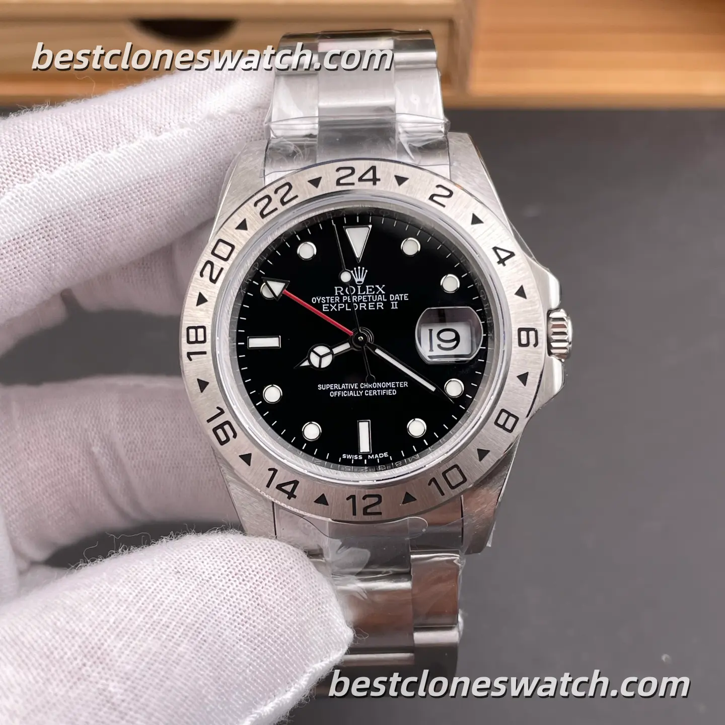 Rolex Explorer II 40MM 16570 Black Dial Oyster Bracelet Super Clone Watch with 3186 Movement