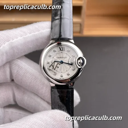 AF Factory Cartier Ballon Bleu Super Clone Watch 28MM Silver Diamond Dial W4BB0008
