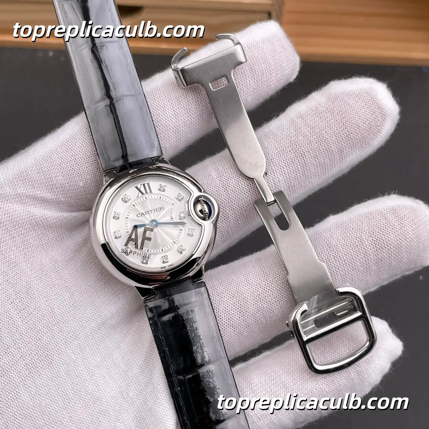 AF Factory Cartier Ballon Bleu Super Clone Watch 28MM Silver Diamond Dial W4BB0008 - Image 5