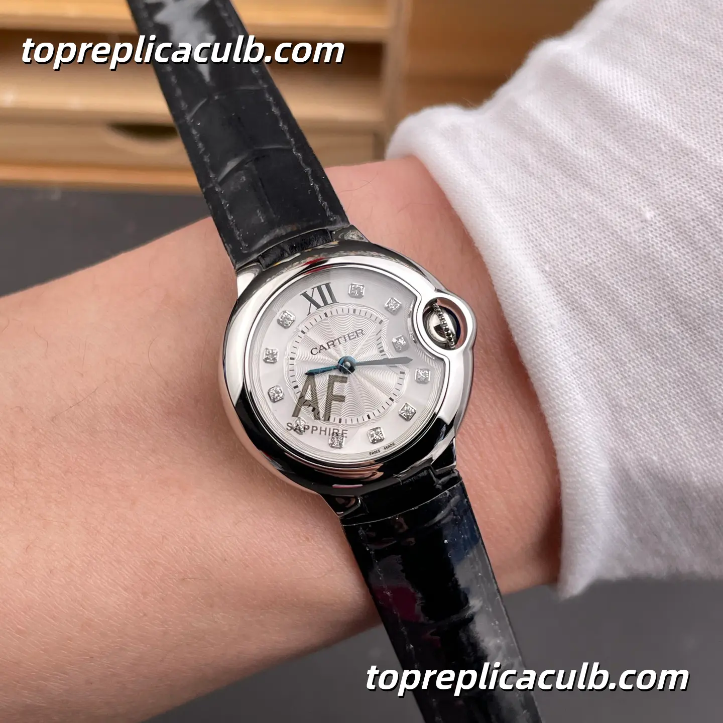 AF Factory Cartier Ballon Bleu Super Clone Watch 28MM Silver Diamond Dial W4BB0008 - Image 2