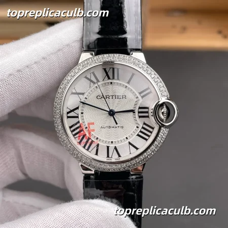 AF Factory Cartier Ballon Bleu Super Clone Watch 36MM Silver Dial Diamond Bezel W4BB0017