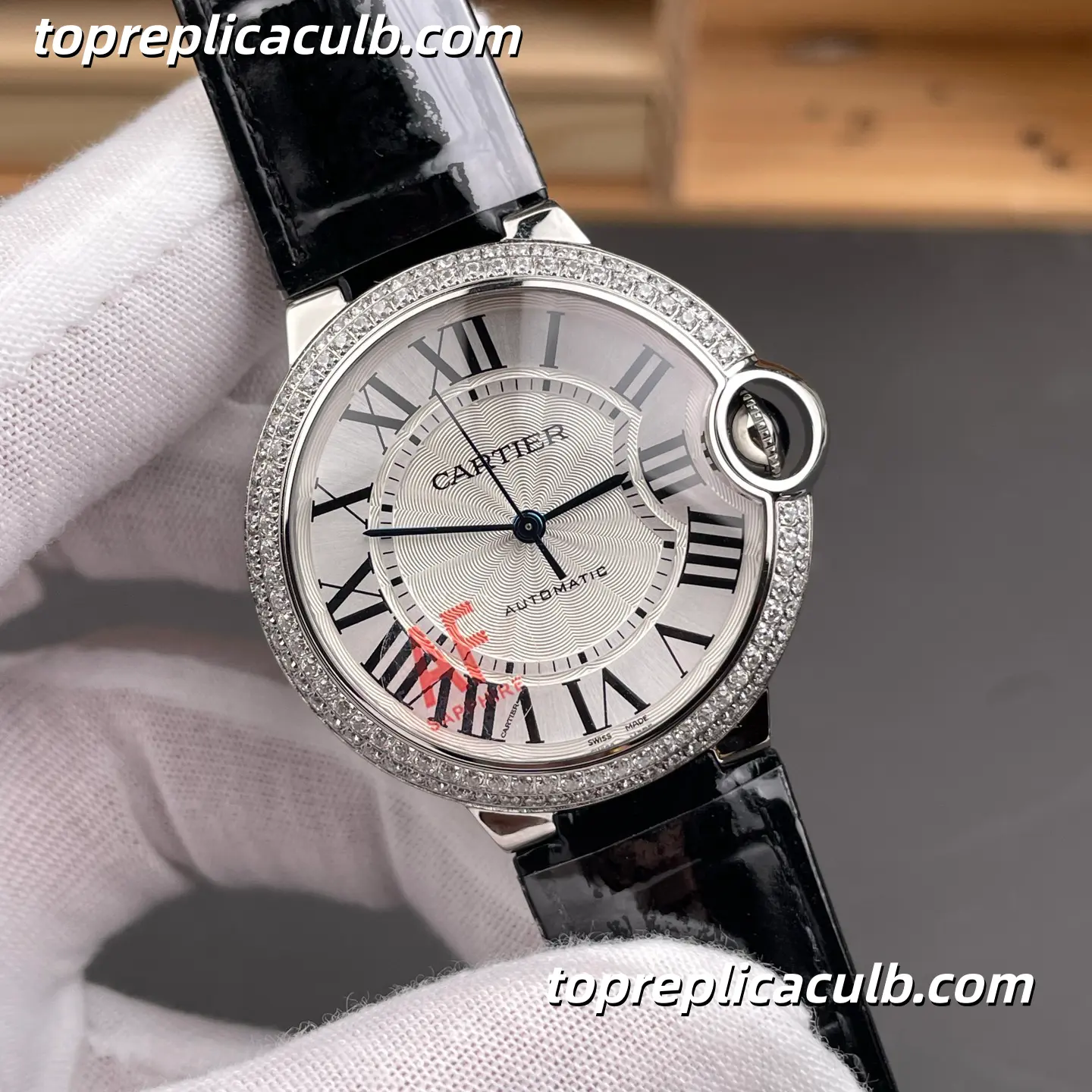 AF Factory Cartier Ballon Bleu Super Clone Watch 36MM Silver Dial Diamond Bezel W4BB0017 - Image 4