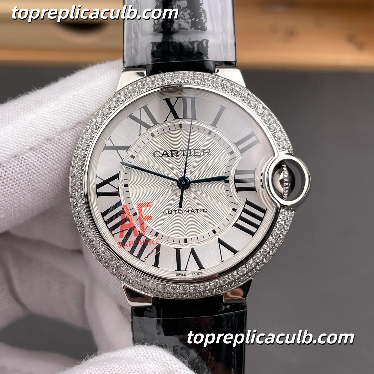 AF Factory Cartier Ballon Bleu Super Clone Watch 36MM Silver Dial Diamond Bezel W4BB0017 - Image 3