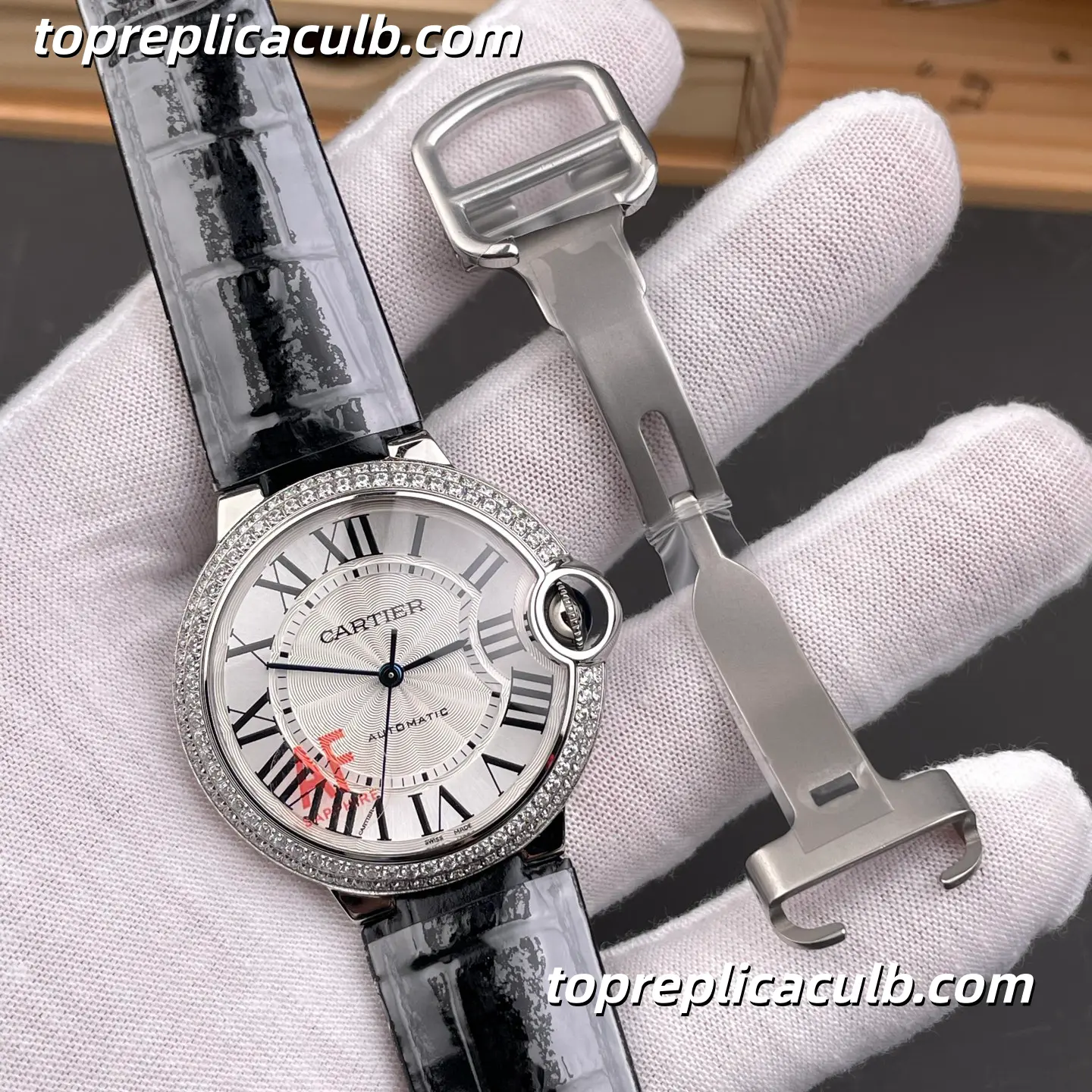 AF Factory Cartier Ballon Bleu Super Clone Watch 36MM Silver Dial Diamond Bezel W4BB0017 - Image 5