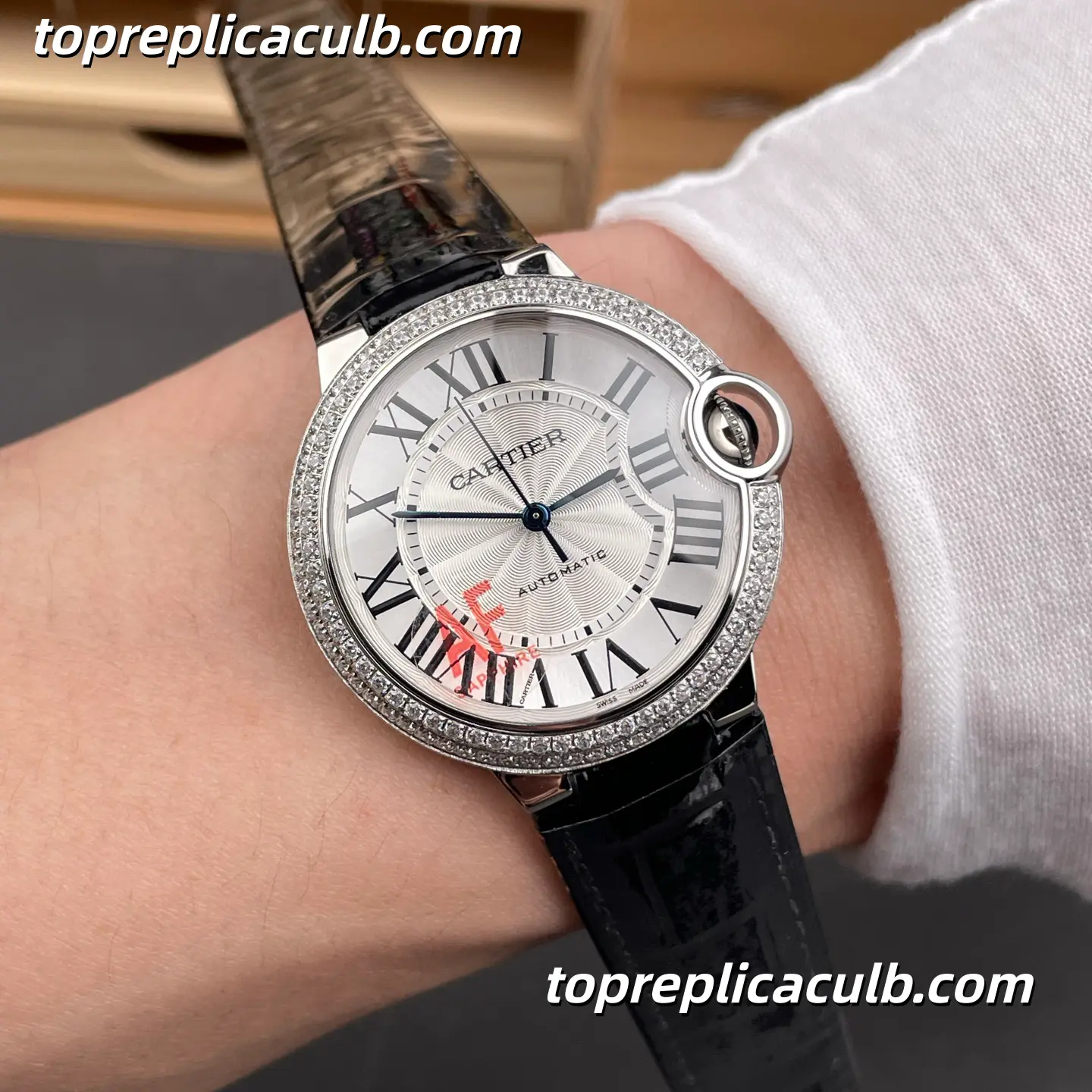 AF Factory Cartier Ballon Bleu Super Clone Watch 36MM Silver Dial Diamond Bezel W4BB0017 - Image 2