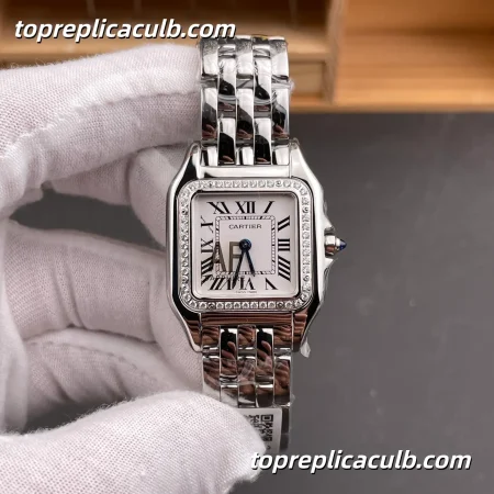 AF Factory Cartier Panthère Medium Model Super Clone Watch 27MM Silver Dial Diamond Bezel W4PN0008