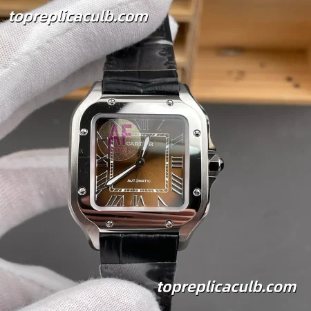 AF Factory Cartier Santos Super Clone Watch 35.1MM Gradient Brown Dial WSSA0065