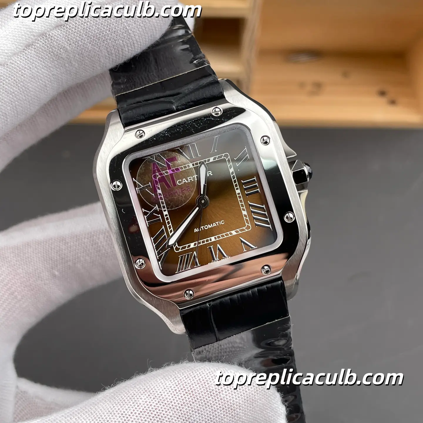 AF Factory Cartier Santos Super Clone Watch 35.1MM Gradient Brown Dial WSSA0065 - Image 4