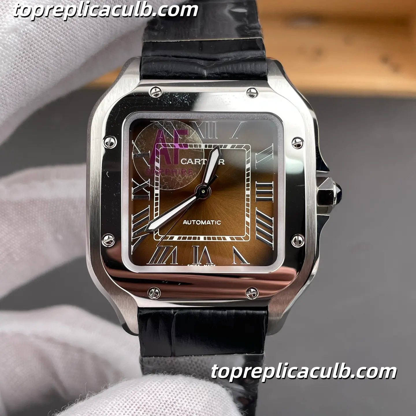 AF Factory Cartier Santos Super Clone Watch 35.1MM Gradient Brown Dial WSSA0065 - Image 3