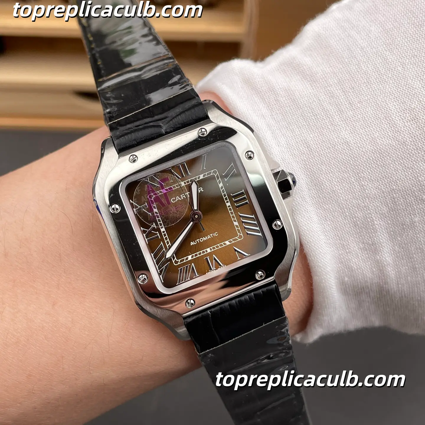 AF Factory Cartier Santos Super Clone Watch 35.1MM Gradient Brown Dial WSSA0065 - Image 2