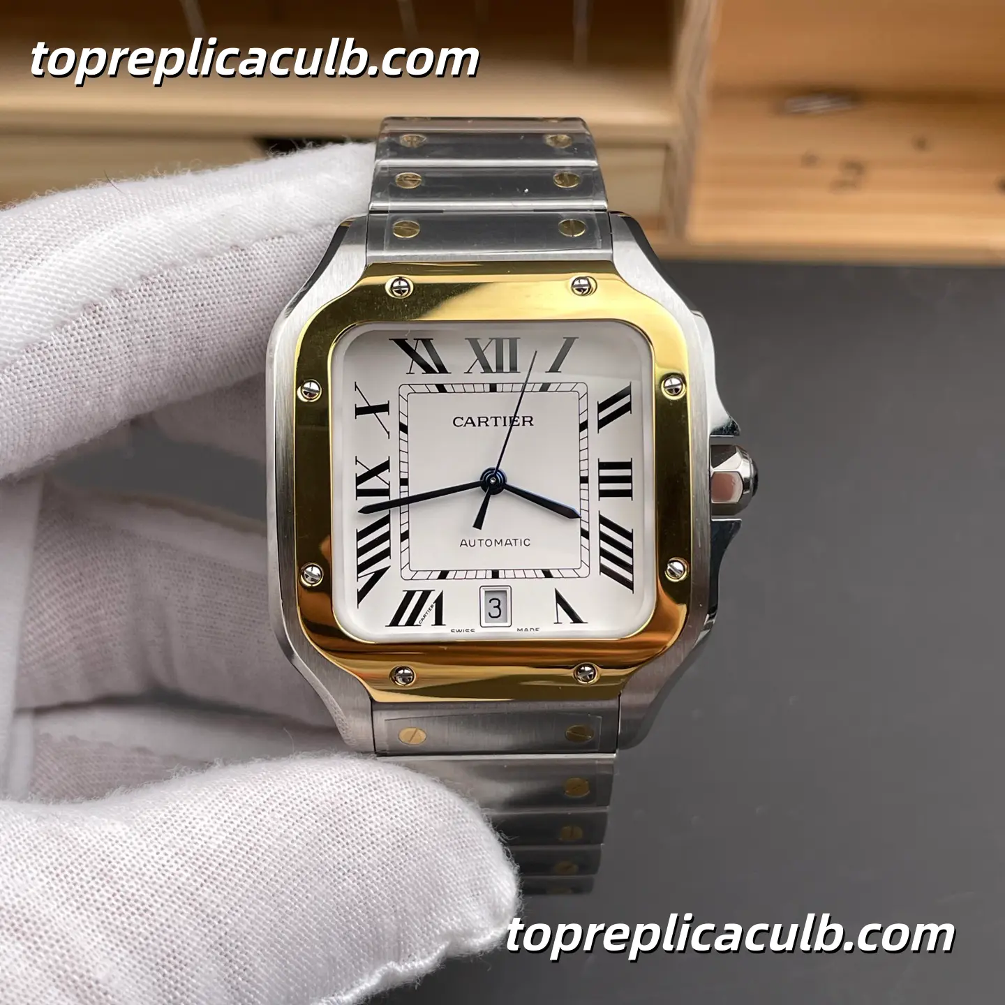 BV Factory Cartier Santos Large Model Super Clone Watch 39.8MM Silver Dial W2SA0009