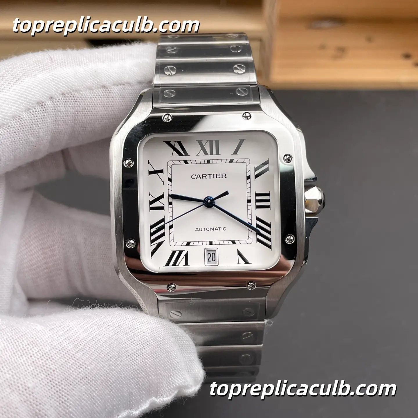 BV Factory Cartier Santos Super Clone Watch 39.8MM Silver Dial WSSA0018