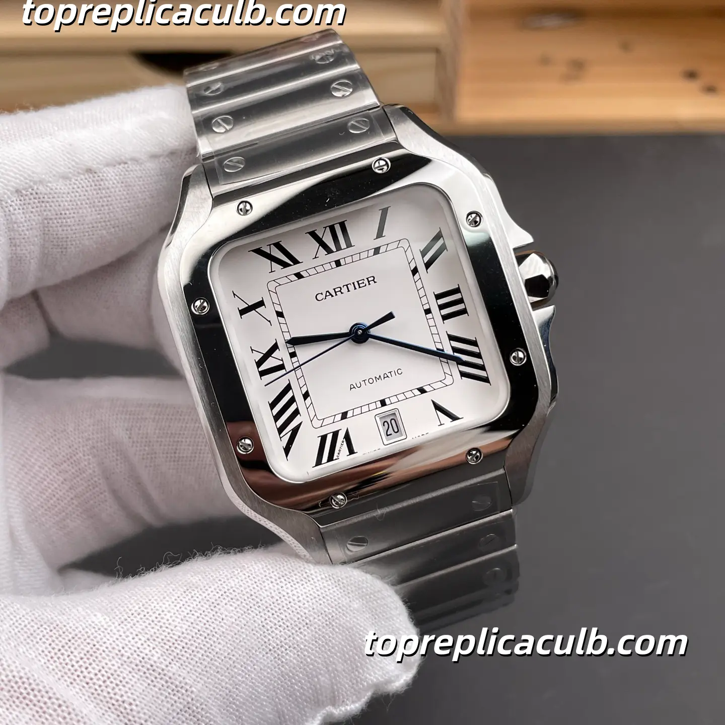 BV Factory Cartier Santos Super Clone Watch 39.8MM Silver Dial WSSA0018 - Image 4