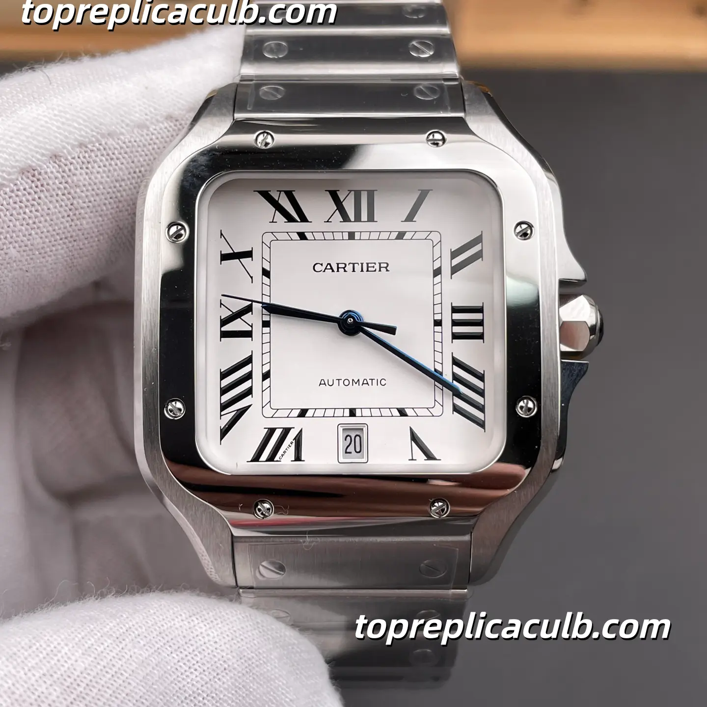 BV Factory Cartier Santos Super Clone Watch 39.8MM Silver Dial WSSA0018 - Image 3