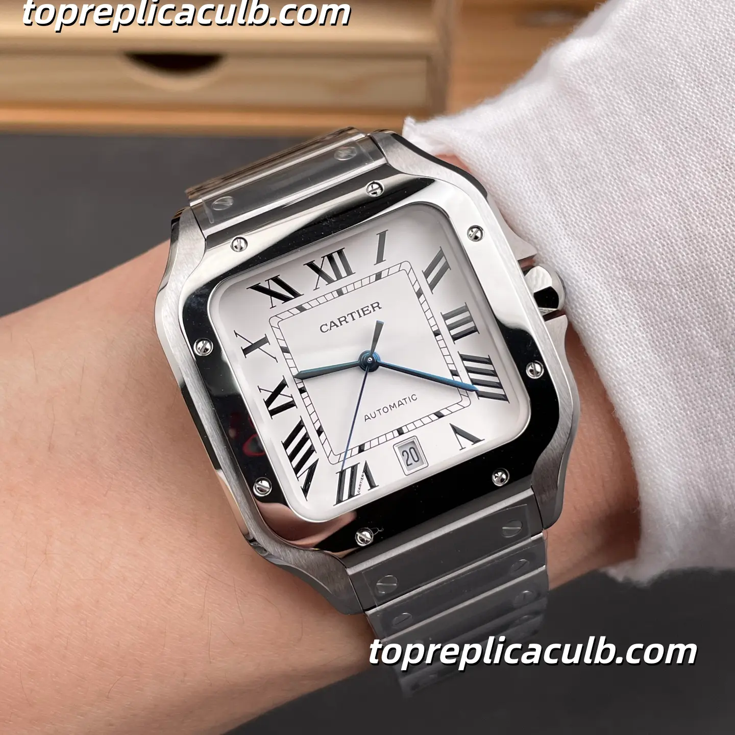 BV Factory Cartier Santos Super Clone Watch 39.8MM Silver Dial WSSA0018 - Image 2