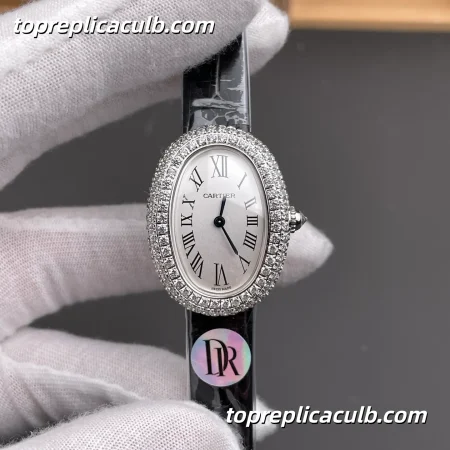 DR Factory Cartier Baignoire Small Model Super Clone Watch Silver Dial Diamond Bezel WJBA0015