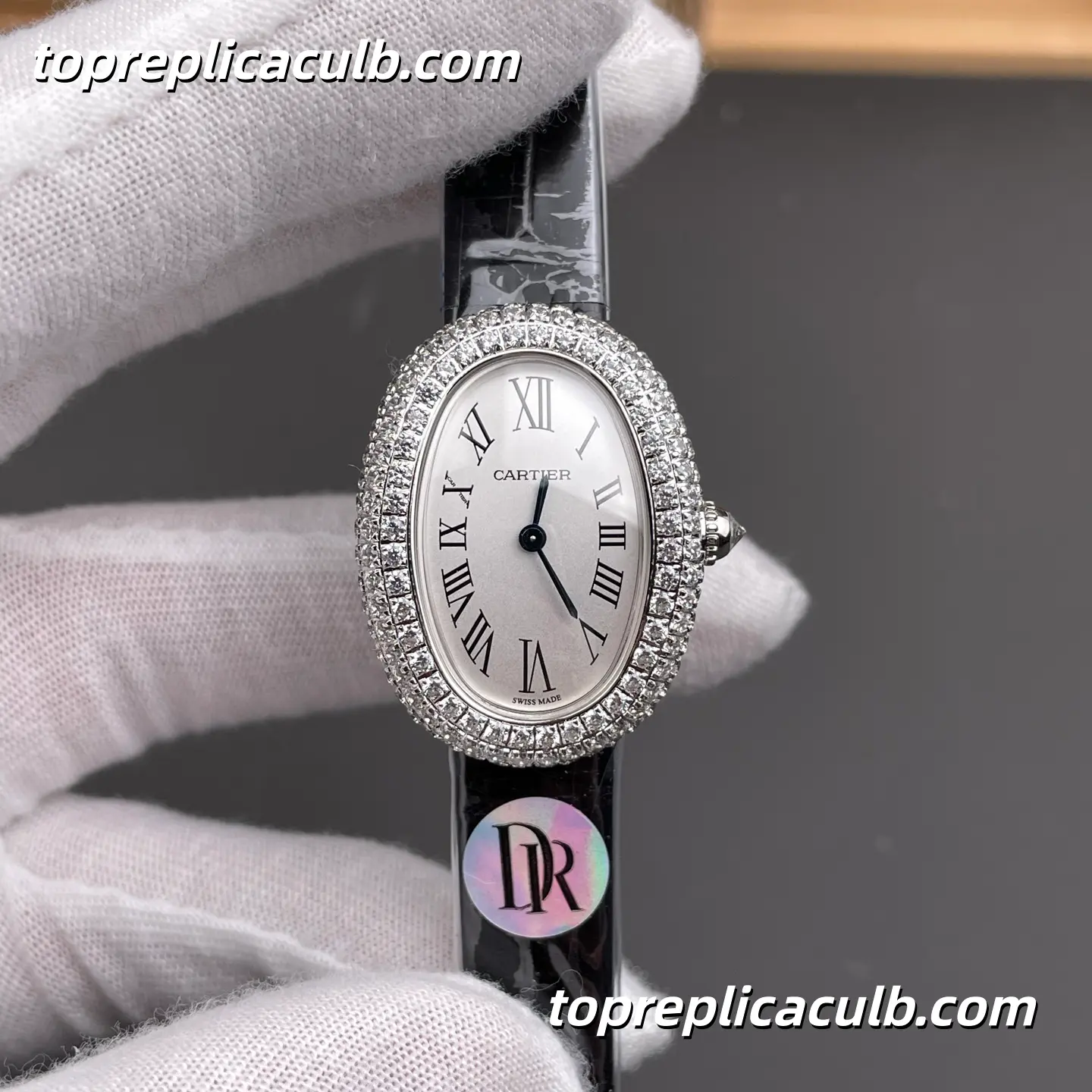 DR Factory Cartier Baignoire Small Model Super Clone Watch Silver Dial Diamond Bezel WJBA0015