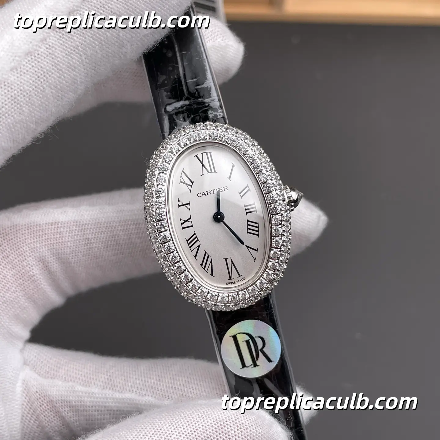 DR Factory Cartier Baignoire Small Model Super Clone Watch Silver Dial Diamond Bezel WJBA0015 - Image 4