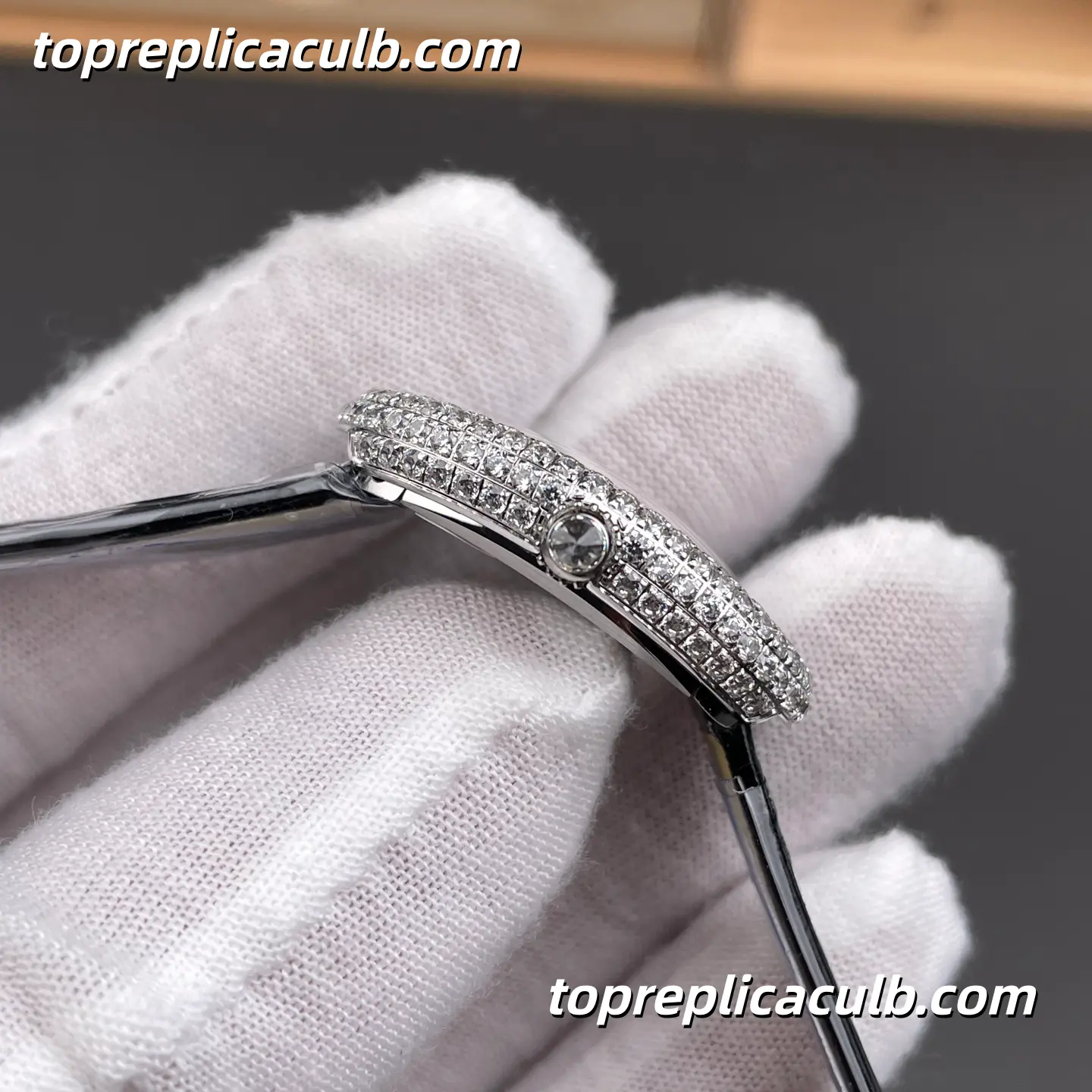 DR Factory Cartier Baignoire Small Model Super Clone Watch Silver Dial Diamond Bezel WJBA0015 - Image 6
