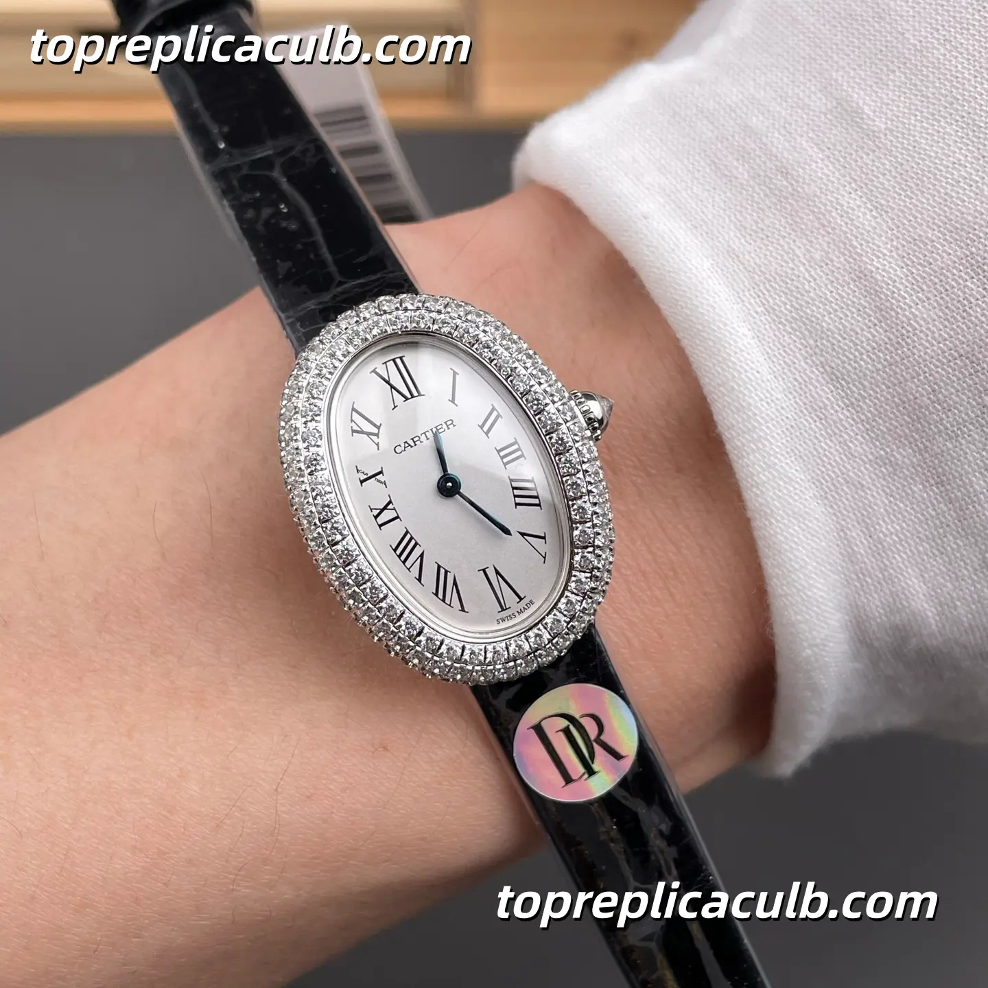 DR Factory Cartier Baignoire Small Model Super Clone Watch Silver Dial Diamond Bezel WJBA0015 - Image 2