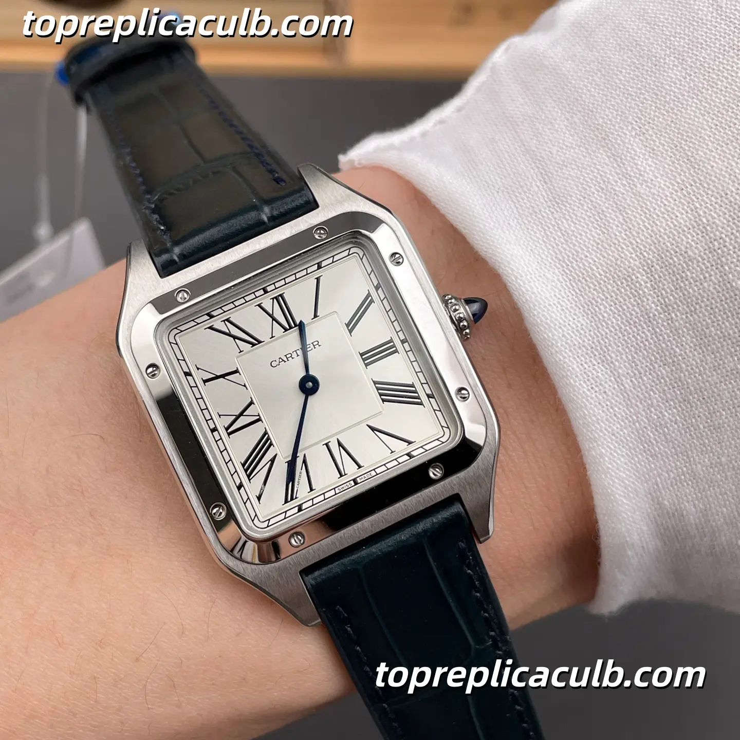 F1 Factory Cartier Santos Large Model Super Clone Watch 43.5MM Silver Dial WSSA0022 - Image 2
